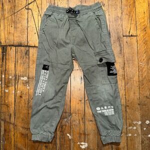 RGSTR Cargo Pants Kids Size 5 Green Solid Slash Pocket Elastic‎ Waist Drawstring